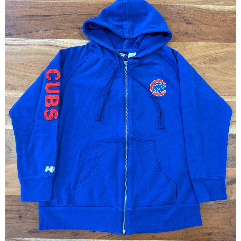 Vintage Chicago Cubs Hoodie Mens Large Concepts Sport MLB Full Zip Spellout 90s